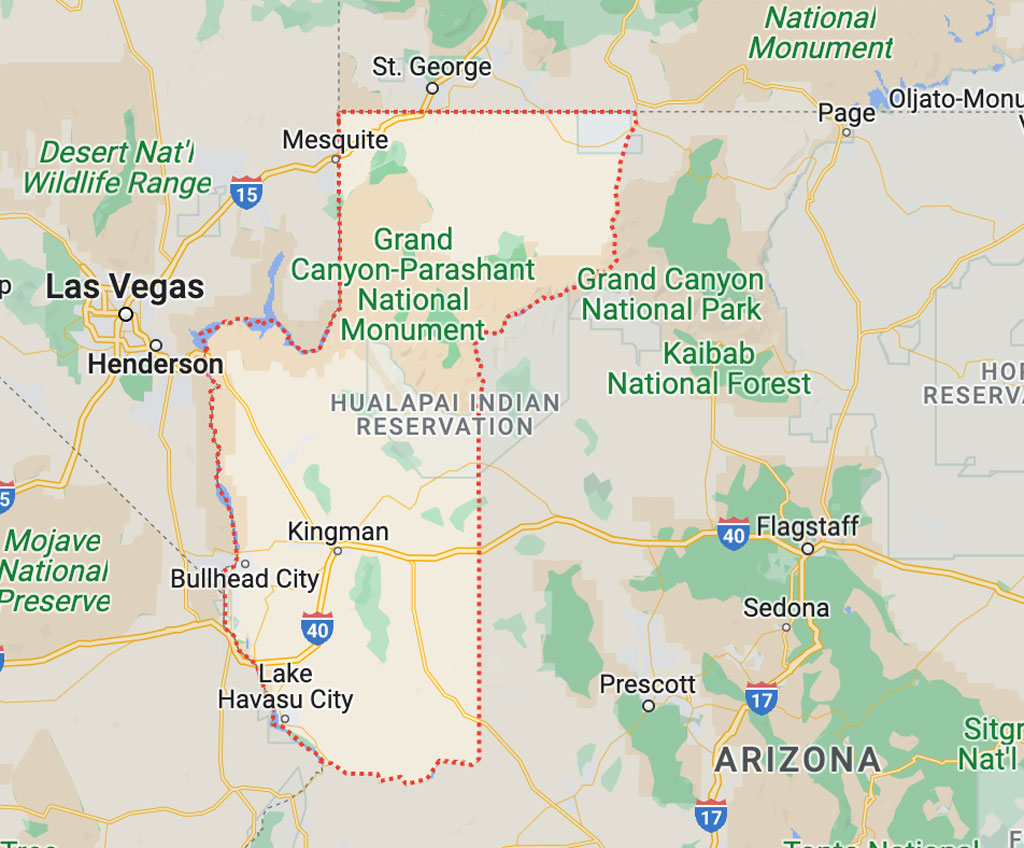 Map image of Mohave County Arizona | emergency plumber kingman az bullhead city az 
