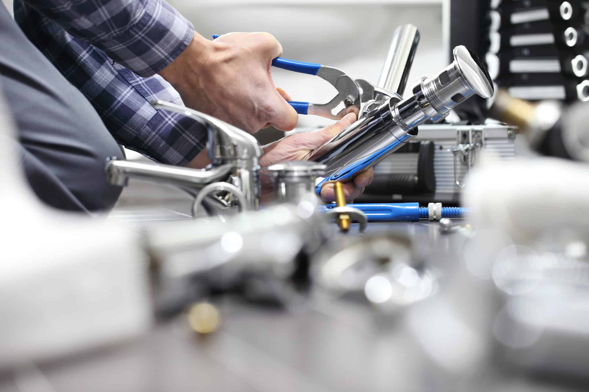 Bathroom, plumbing repair service, assemble and install concept, Modern Plumbing Fixtures.